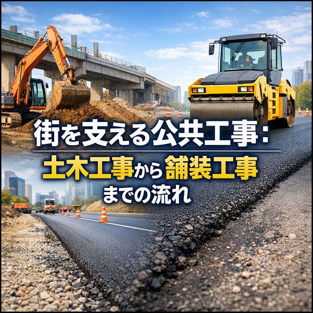 街を支える公共工事：土木工事から舗装工事までの流れ
