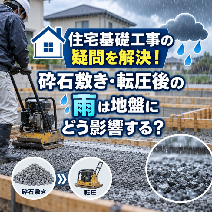 住宅基礎工事の疑問を解決！砕石敷き・転圧後の雨は地盤にどう影響する？