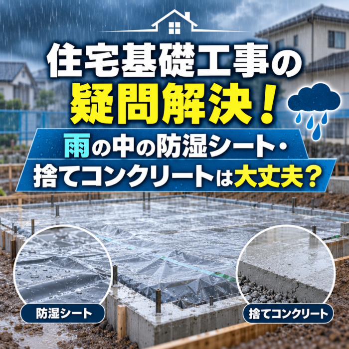 住宅基礎工事の疑問解決！雨の中の防湿シート・捨てコンクリートは大丈夫？