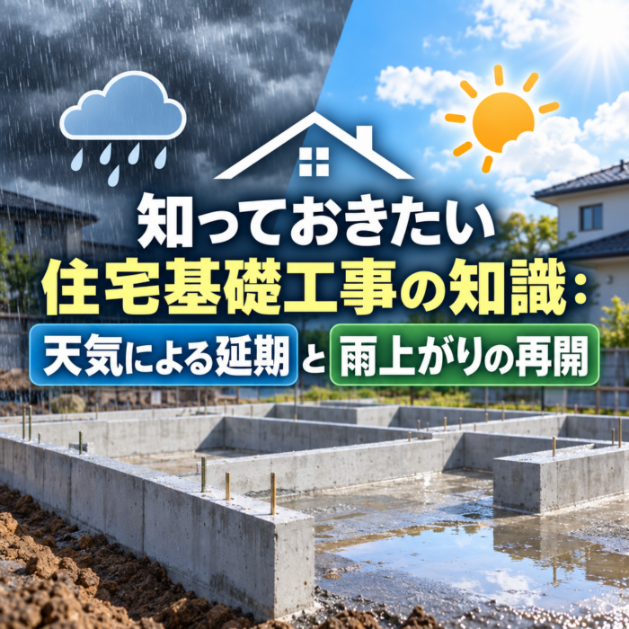知っておきたい住宅基礎工事の知識：天気による延期と雨上がりの再開