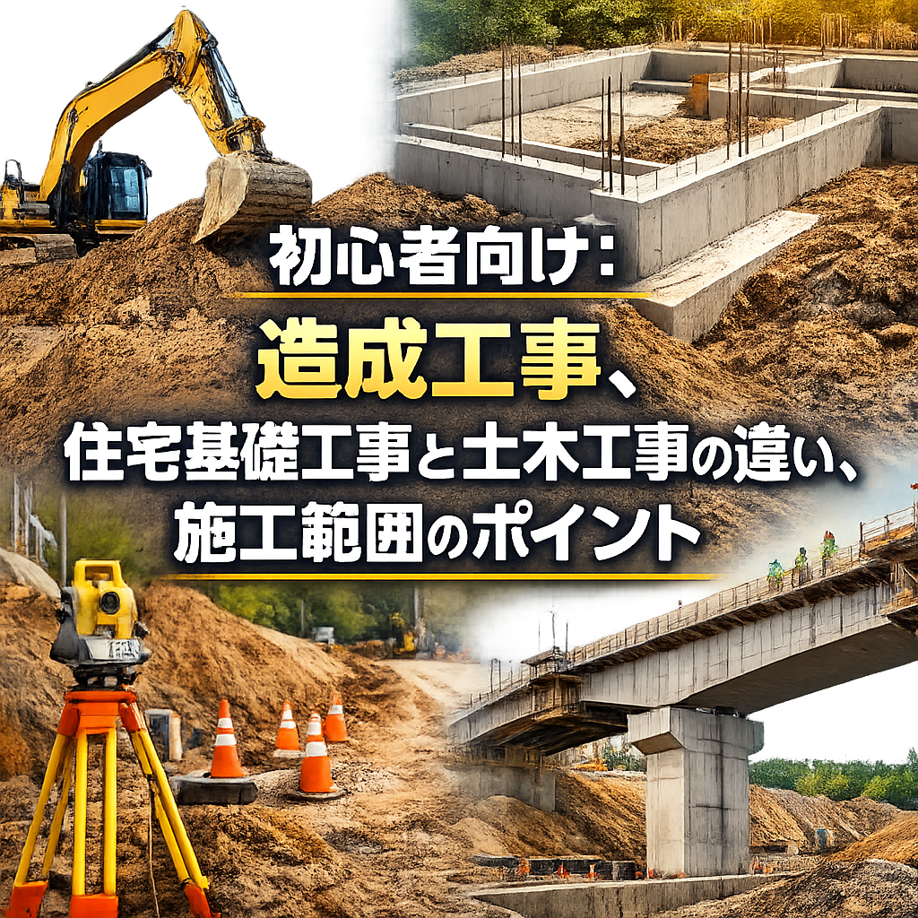 初心者向け：造成工事、住宅基礎工事と土木工事の違い、施工範囲のポイント
