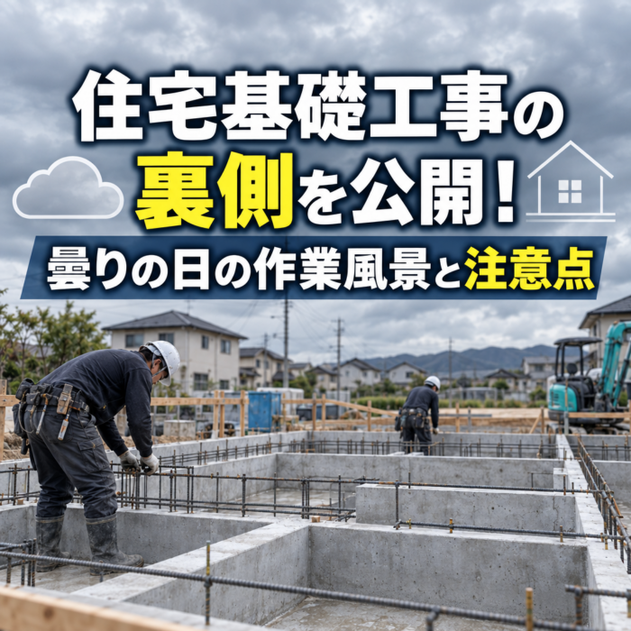 住宅基礎工事の裏側を公開！曇りの日の作業風景と注意点