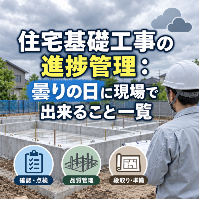 住宅基礎工事の進捗管理：曇りの日に現場で出来ること一覧