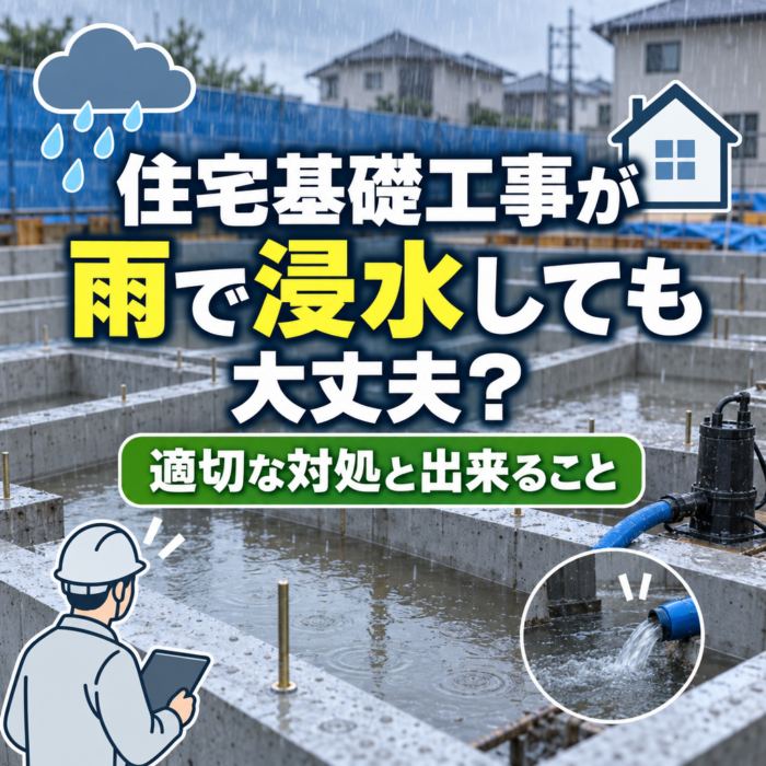 住宅基礎工事が雨で浸水しても大丈夫？適切な対処と出来ること
